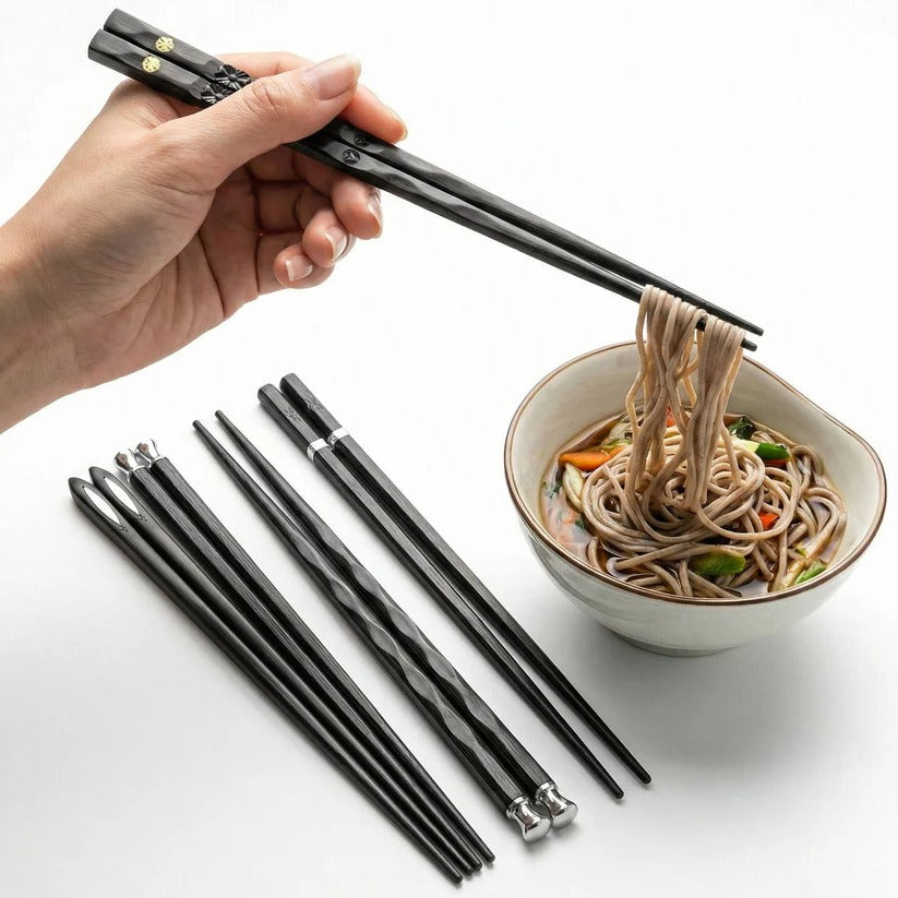 Sustainable Chopsticks Set of 5 with Non-Slip Grip