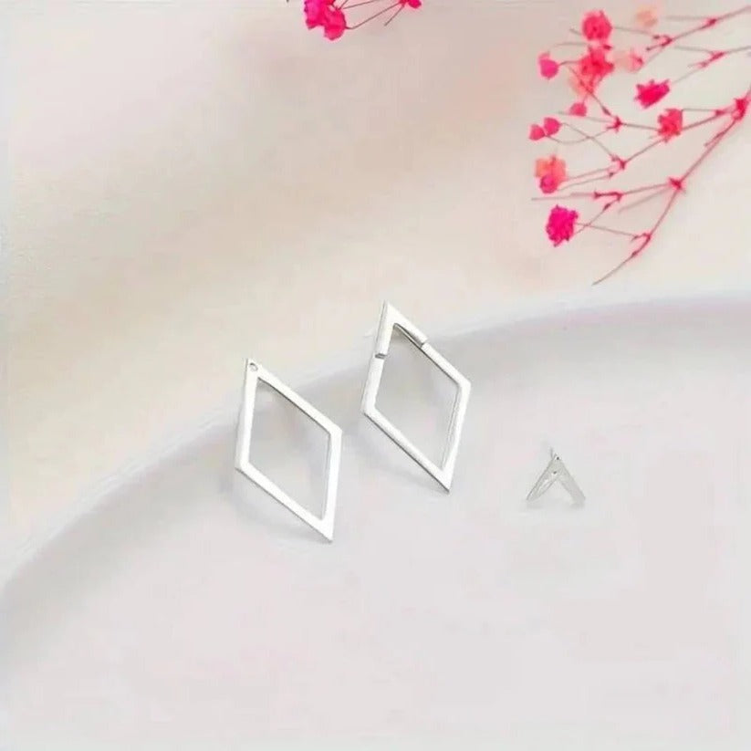 Elegant Geometric Stainless Steel Drop Earrings in Gold and Silver