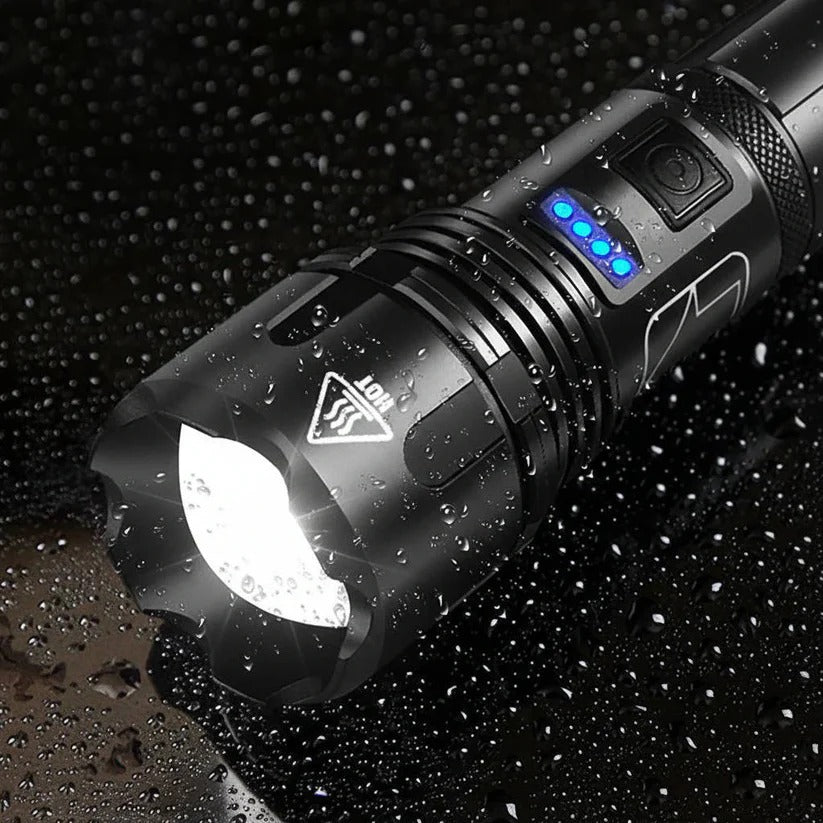 Rechargeable Aluminum Flashlight with Battery Status Indicator