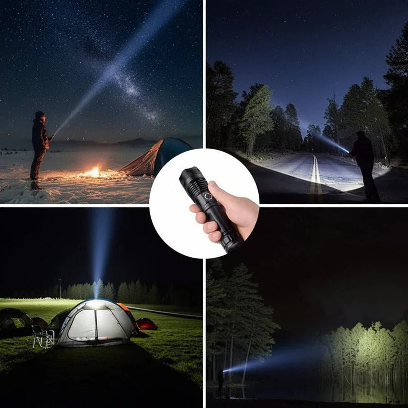 Rechargeable Aluminum Flashlight with Battery Status Indicator