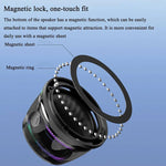 Compact Bluetooth speaker with magnetic base and RGB lighting