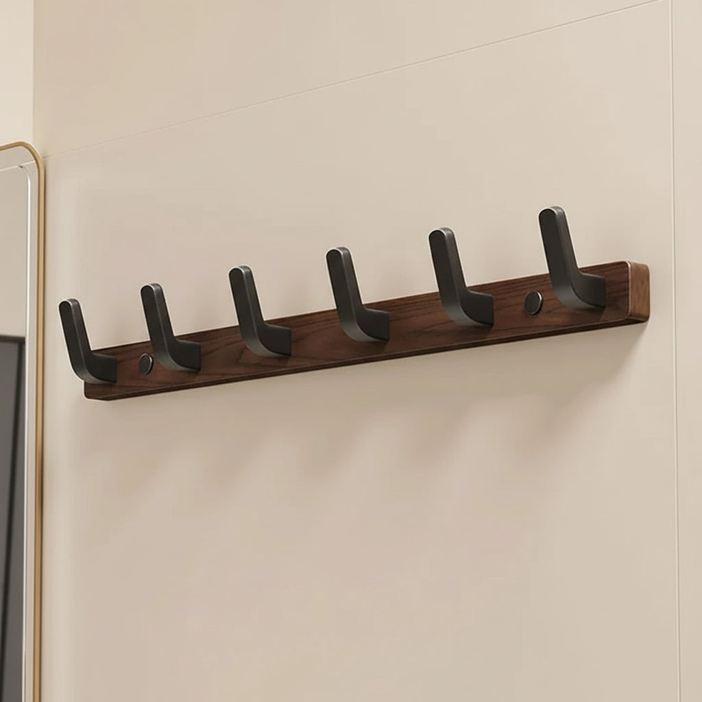 Wall-mounted Wooden and Metal Coat Hook for Small Spaces