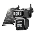 Solar-powered security camera with auto-tracking and two-way audio