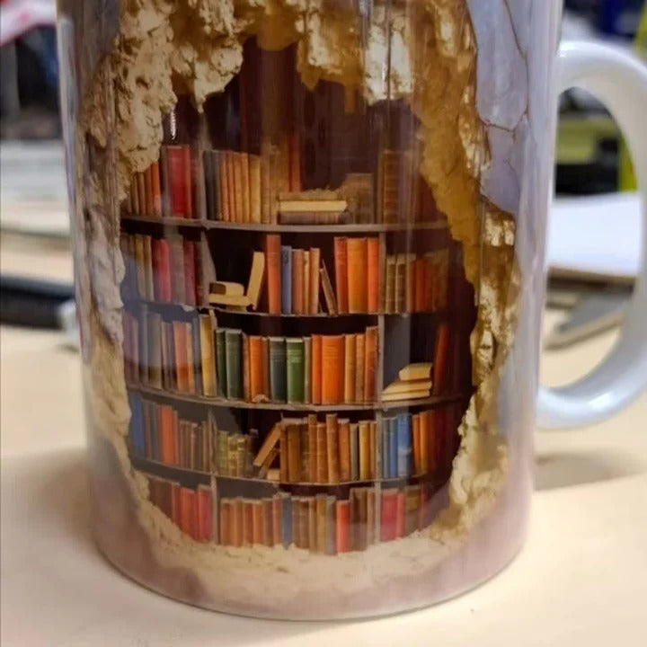 Tassendesign mit 3D-Bücherregal aus Keramik