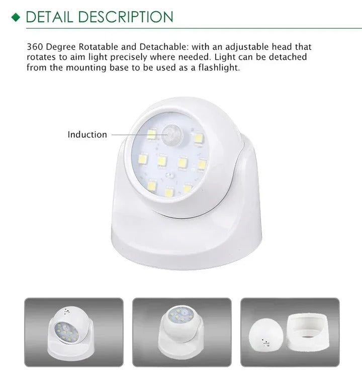 Bewegungsgesteuertes LED-Spotlight mit 360-Grad-Drehkopf