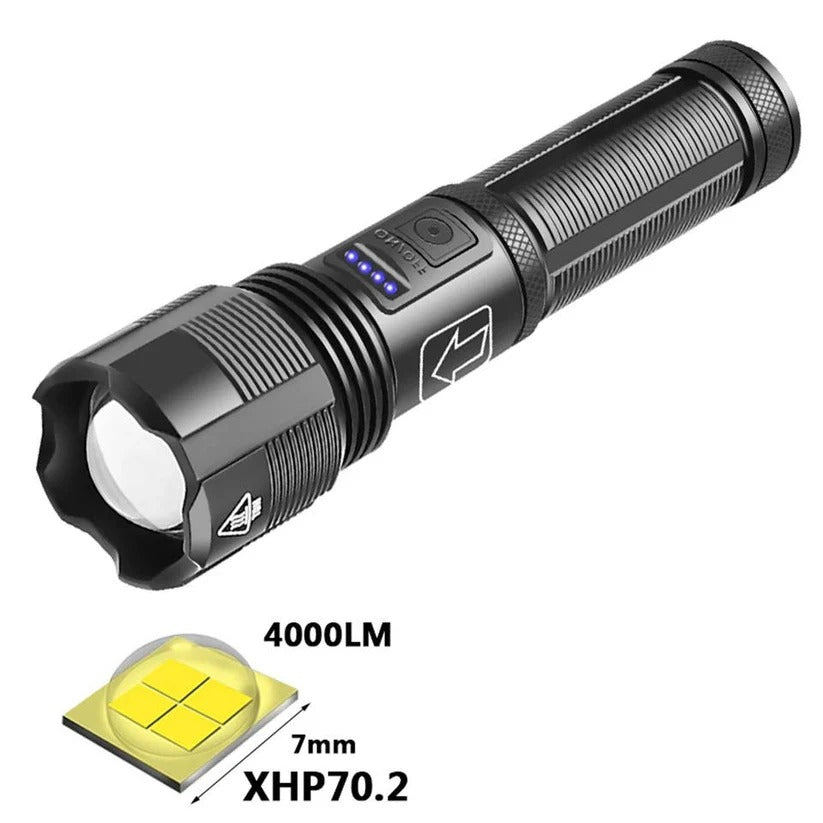 Rechargeable Aluminum Flashlight with Battery Status Indicator