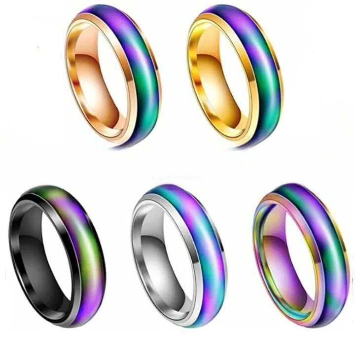 Color-Changing Mood Ring with Stainless Steel Band