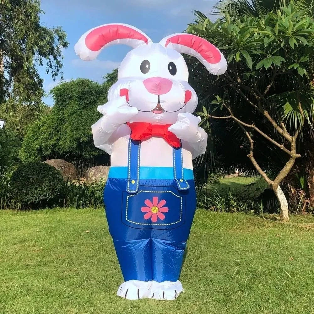 Inflatable Easter Bunny Costume with LED lighting and battery-powered fan, 1.80 m tall