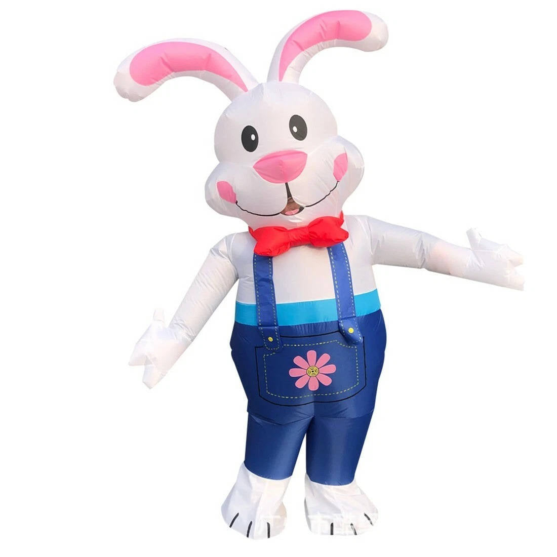 Inflatable Easter Bunny Costume with LED lighting and battery-powered fan, 1.80 m tall