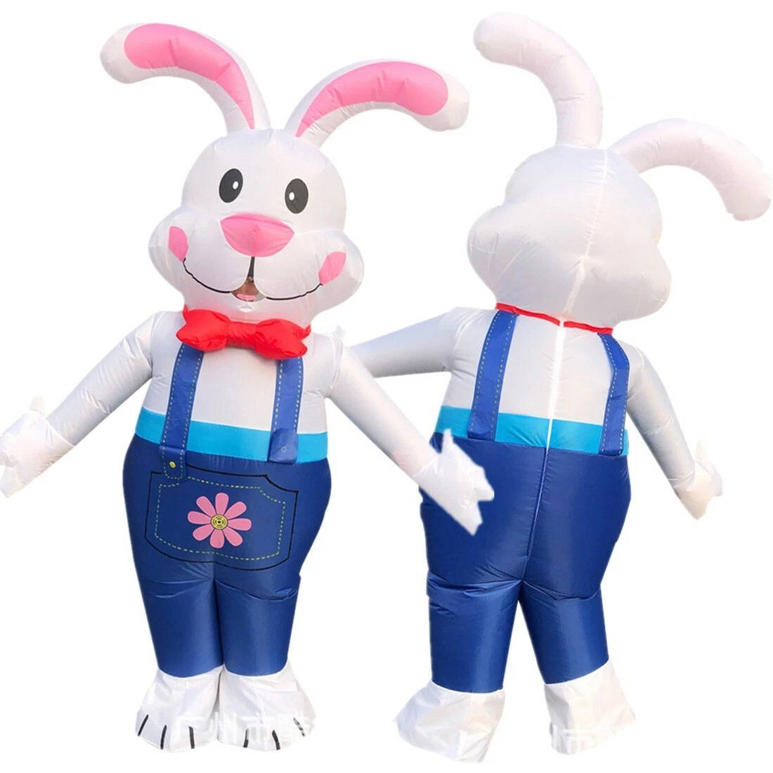 Inflatable Easter Bunny Costume with LED lighting and battery-powered fan, 1.80 m tall