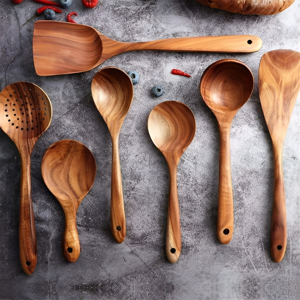 Natural Wooden Kitchen Utensil Set for Your Cooking Experience