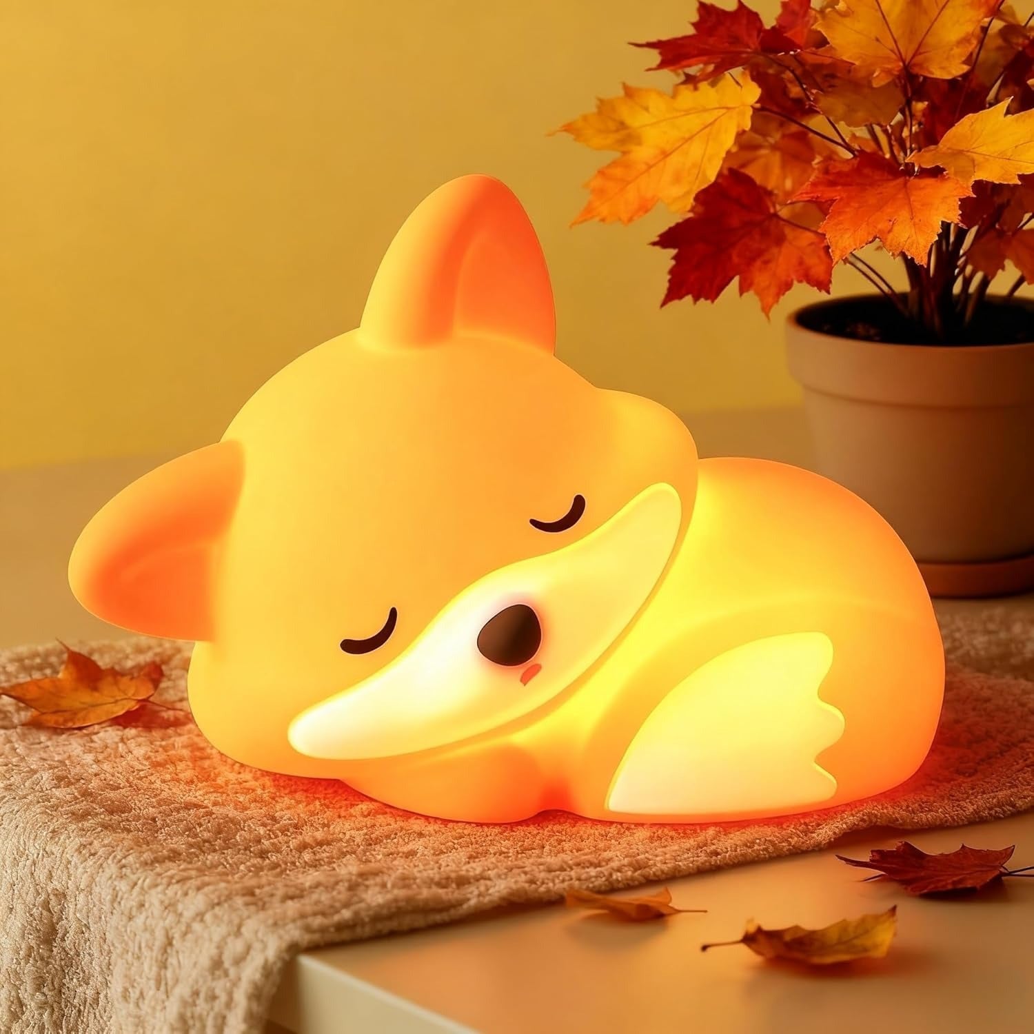Wiederaufladbare Fuchs-Nachtlampe – Sanfte Silikonlampe für Kinder