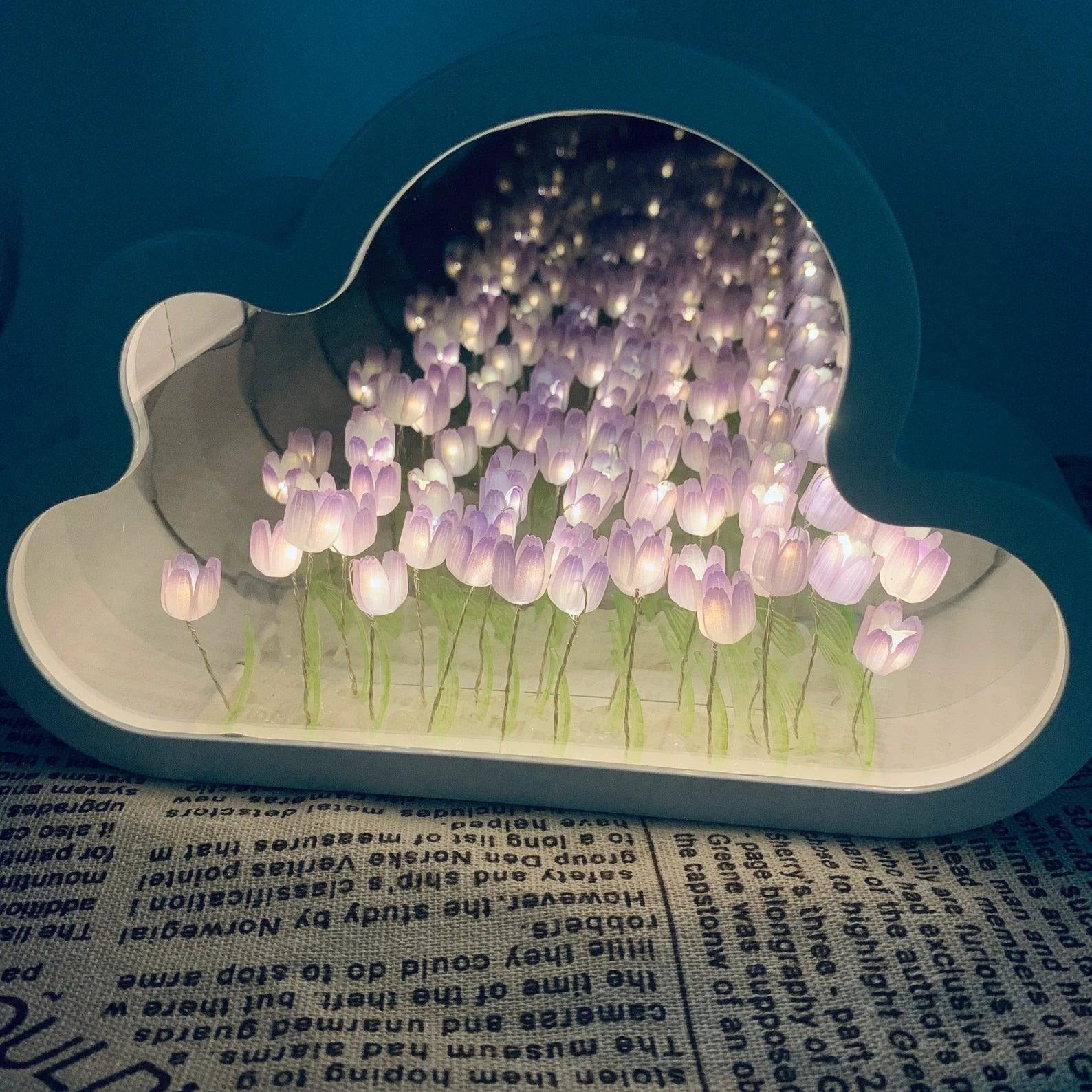 Elegant LED Night Lamp with Tulip Design Mirror