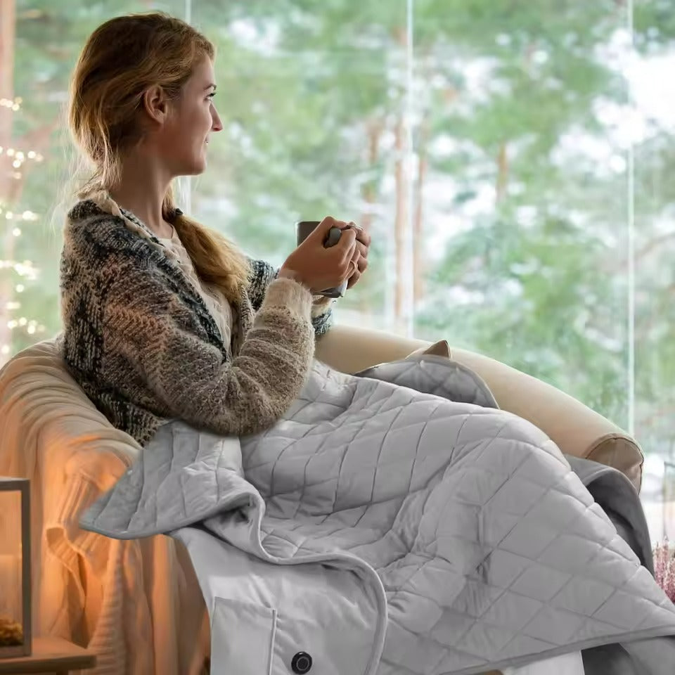 USB Heated Blanket with Individually Adjustable Temperature – Fluffy Cotton Blanket for Instant Warmth