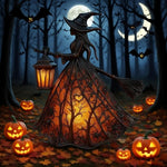 Halloween Witch Lamp Mystica – LED Decorative Lamp for Indoors