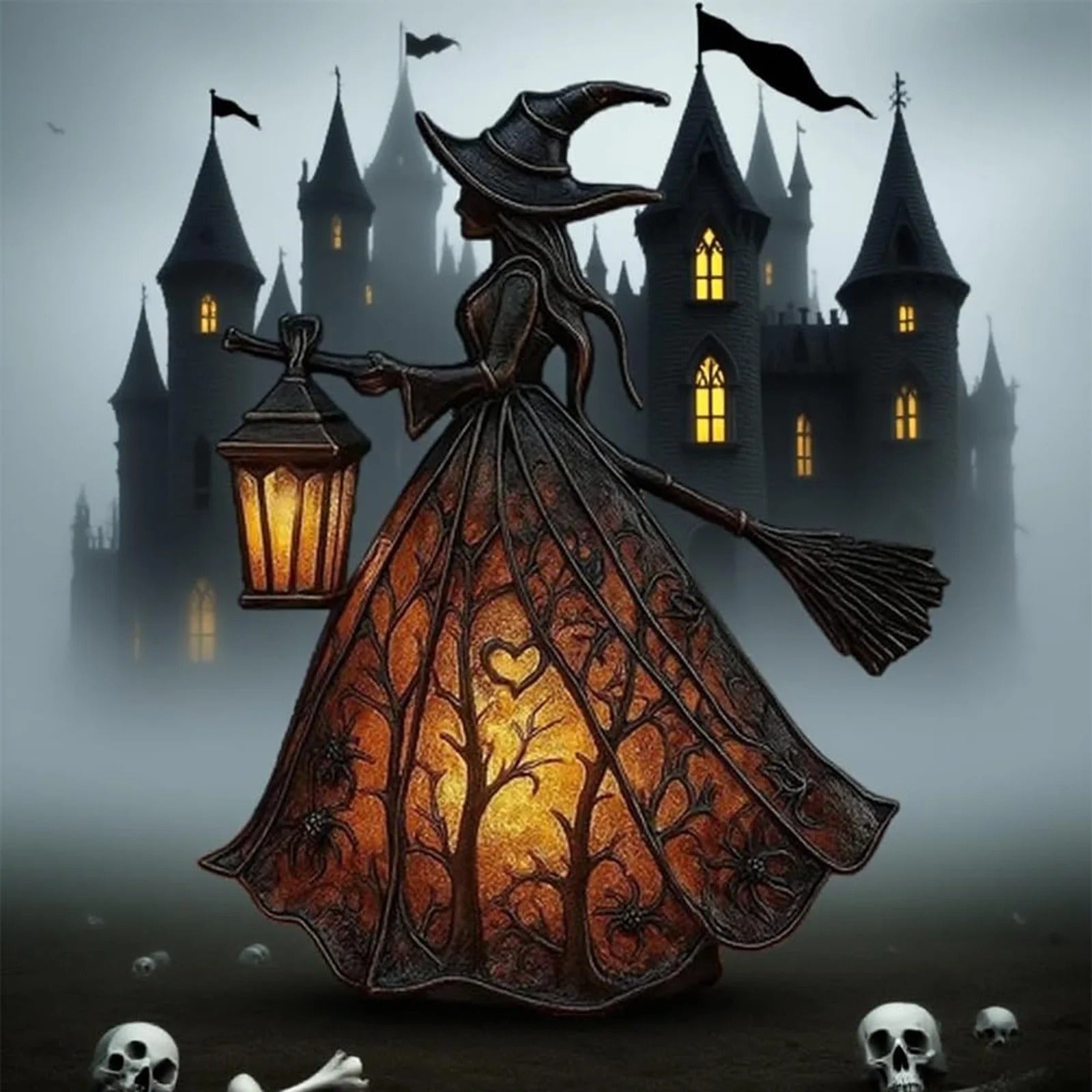 Halloween Witch Lamp Mystica – LED Decorative Lamp for Indoors