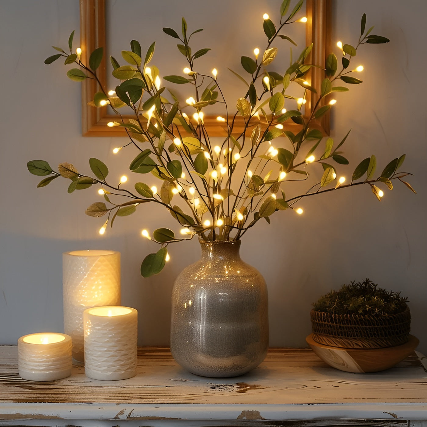 LED Lamp made from Natural Olive Branch – EverLeaf Light for Atmospheric Illumination