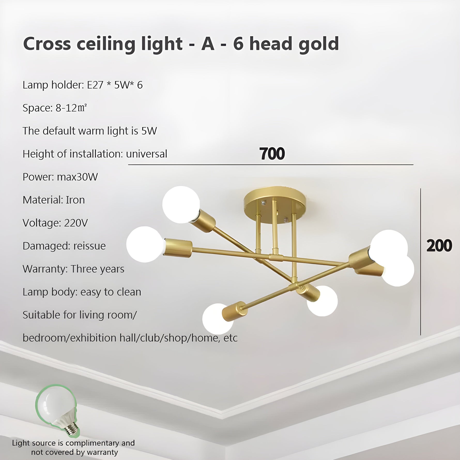 Creative LED Pendant Light - Vintage Antique Gold Chandelier for Living Room and Dining Room
