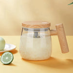 Automatic Coffee Cup with Wooden Handle – Innovative Indulgence