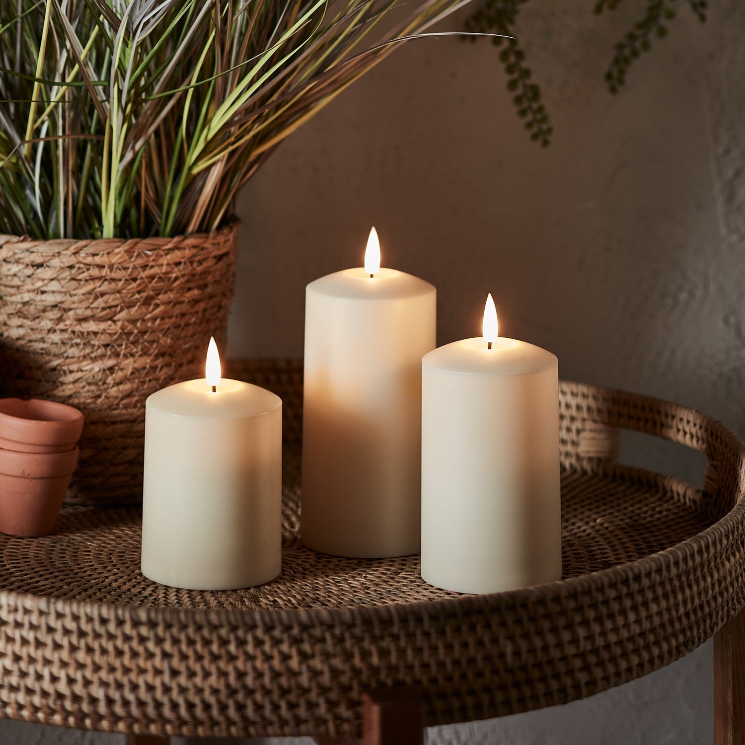 Stimmungsvolle LED Kerzen für den Außenbereich – 3er Set