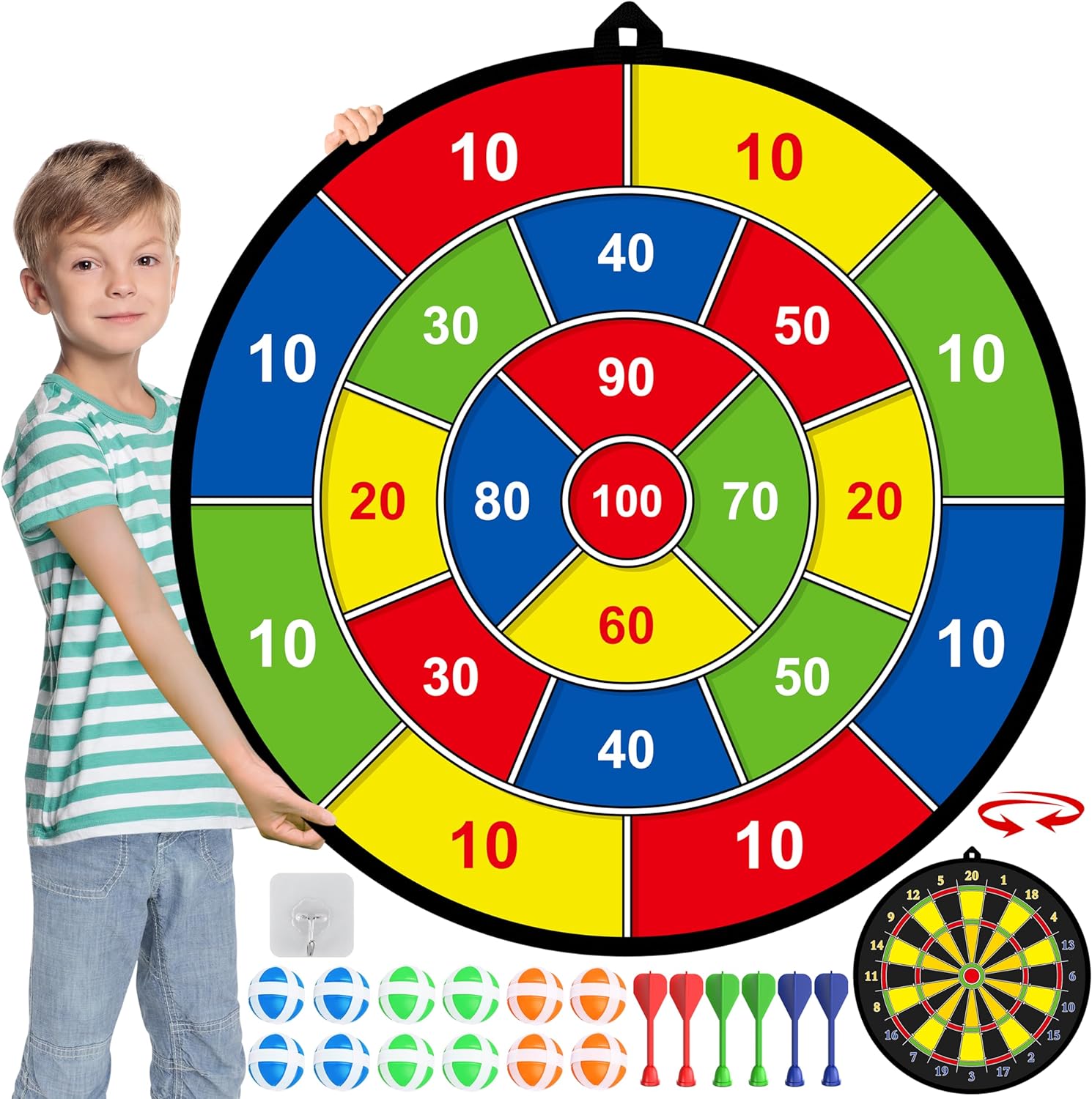 Zweiseitige Kinderdartscheibe – Große, sichere Dartscheibe für drinnen & draußen
