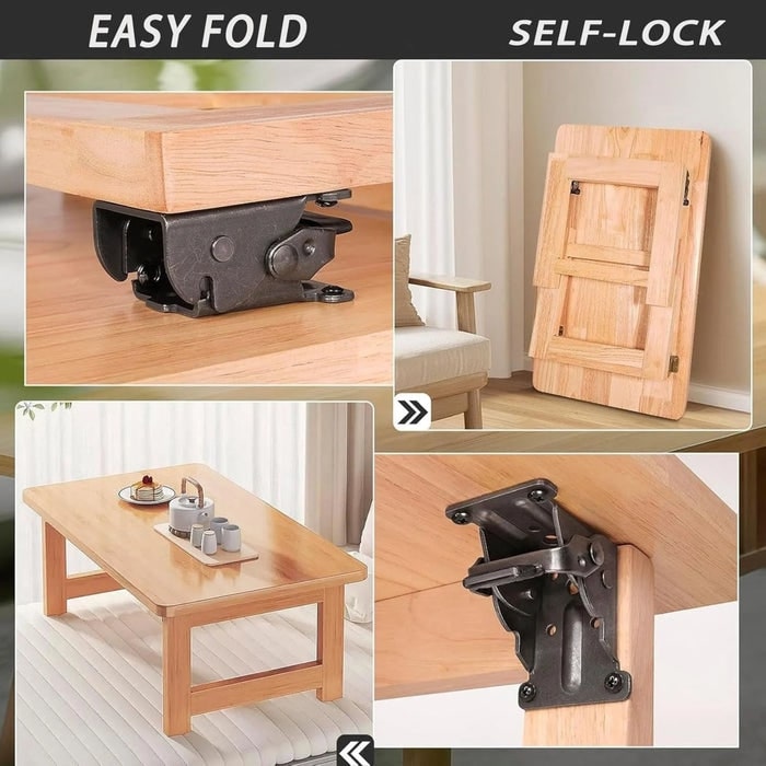 Space-Saving Steel Folding Hinge Bracket | Set of 4