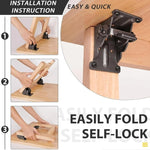 Space-Saving Steel Folding Hinge Bracket | Set of 4
