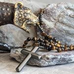 Spiritual Pendant with Tiger's Eye and Lapis Lazuli – Rosary for Men