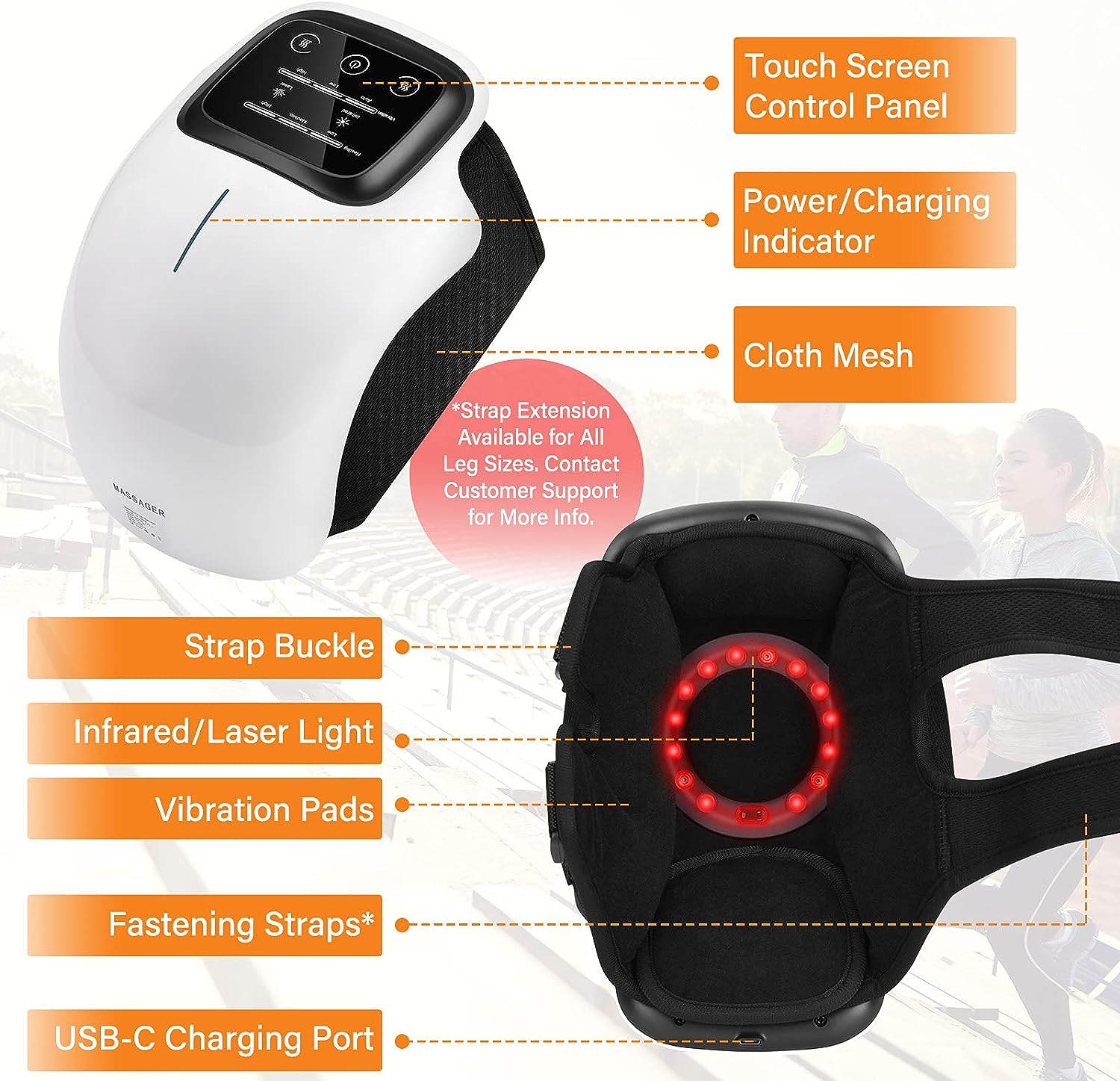 Heat and Vibration Knee Massager with Infrared – Cordless and Rechargeable
