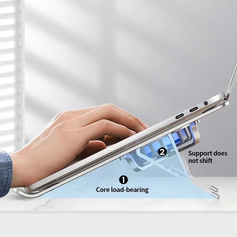 Foldable Laptop Stand with 360° Rotatable Fans and Adjustable Height