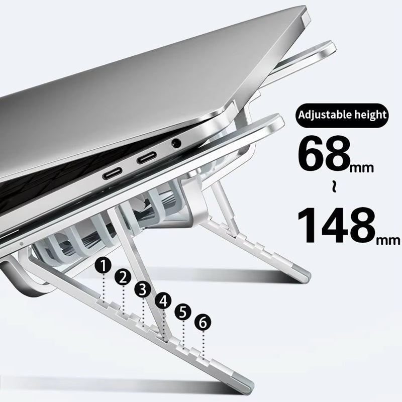 Foldable Laptop Stand with 360° Rotatable Fans and Adjustable Height