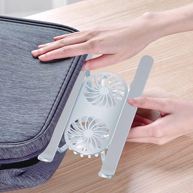 Foldable Laptop Stand with 360° Rotatable Fans and Adjustable Height
