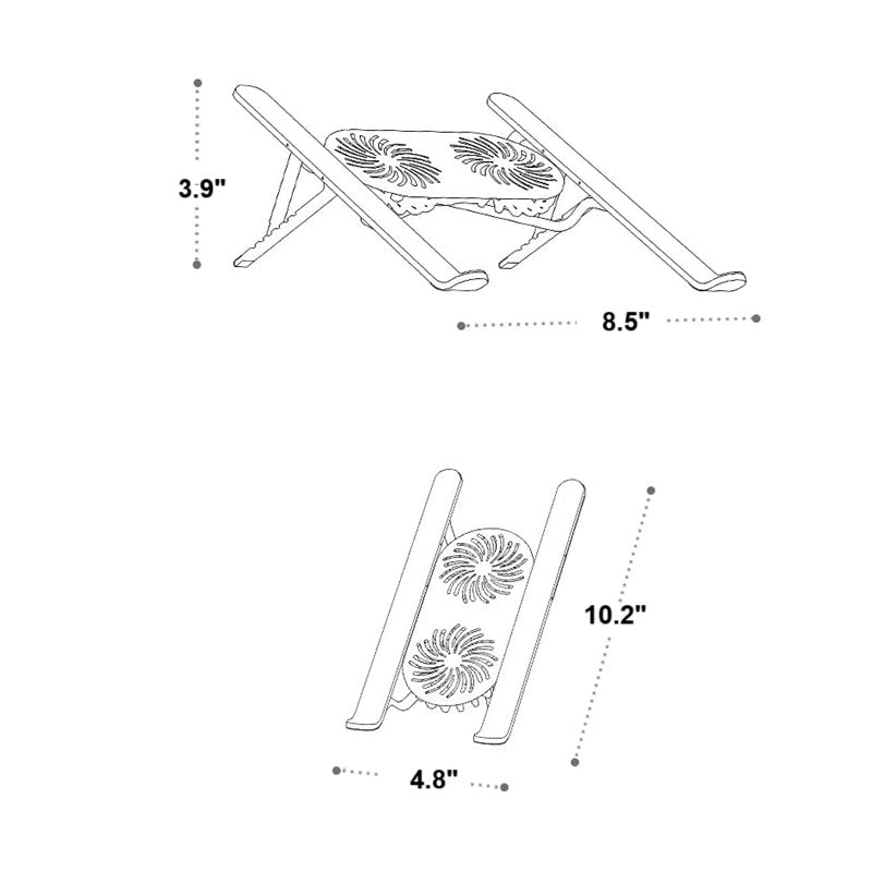 Foldable Laptop Stand with 360° Rotatable Fans and Adjustable Height