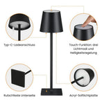 Modern cordless table lamp with touch dimmer and rechargeable battery