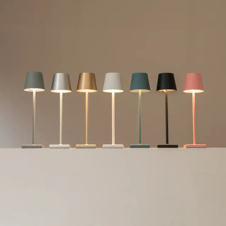 Modern cordless table lamp with touch dimmer and rechargeable battery
