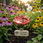 Flowering Drinking Vessel for Bees and Butterflies – Hand-decorated for Your Garden