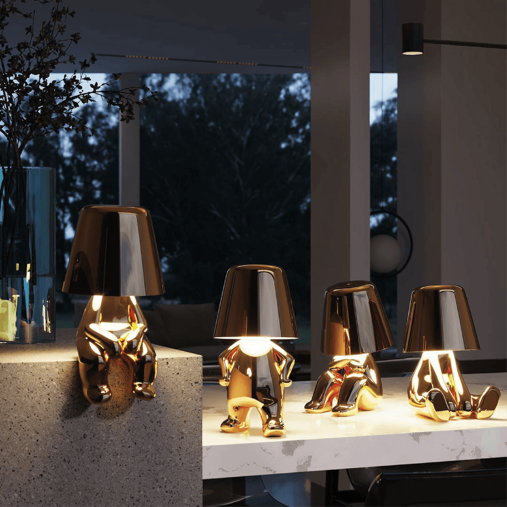 Kreative Tischlampe – Drahtloses Skulpturlicht mit Dimmer