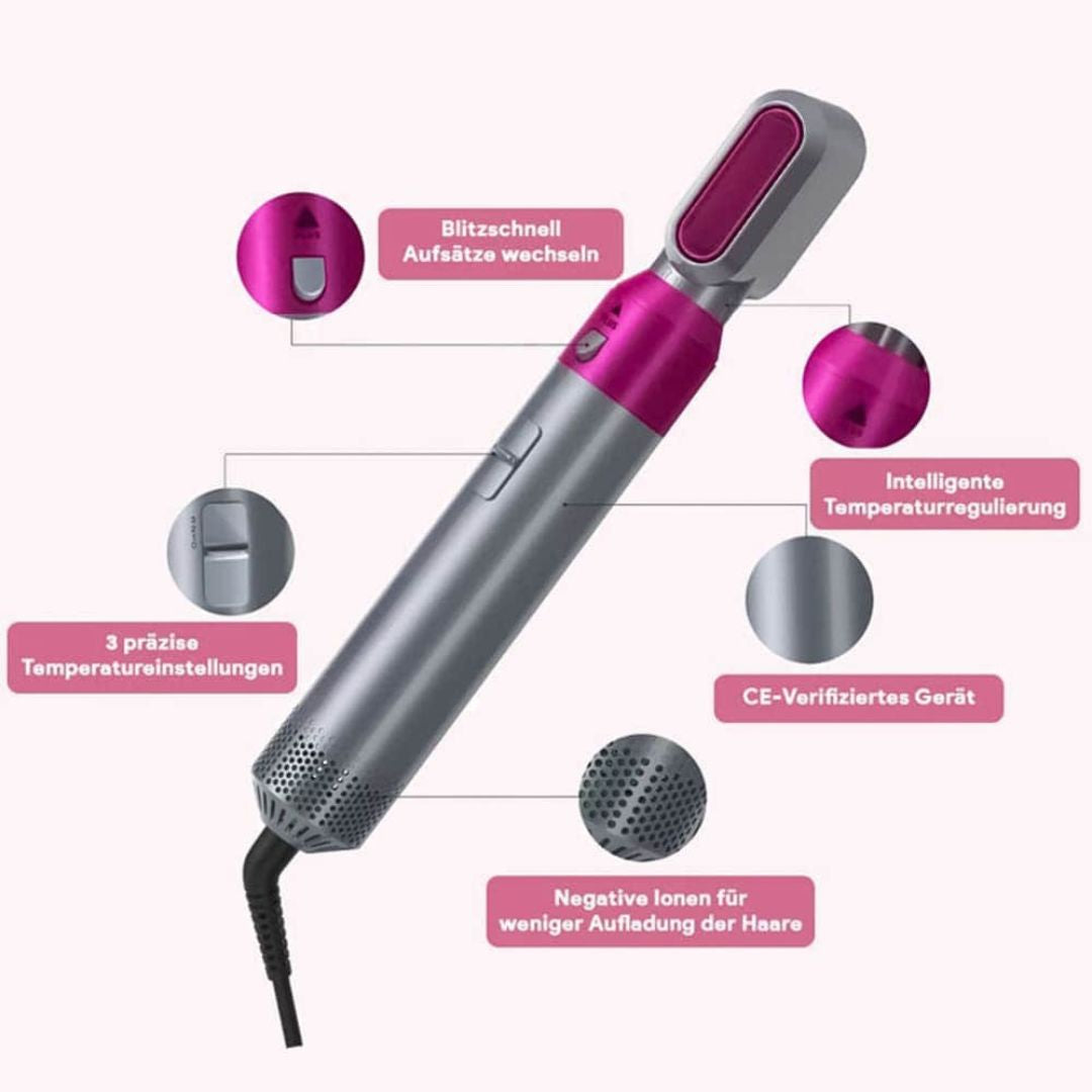 Stylora 5-in-1 Hairstyler: Blow-Dry, Straighten, Curl & Wave