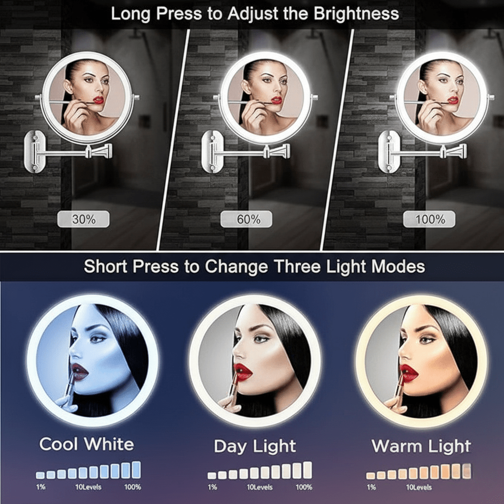Reflektix | Klarblick – Rechargeable LED Magnifying Mirror with Touch Control