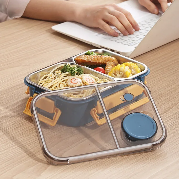 Practical Stainless Steel Lunch Box with Compartments for On the Go