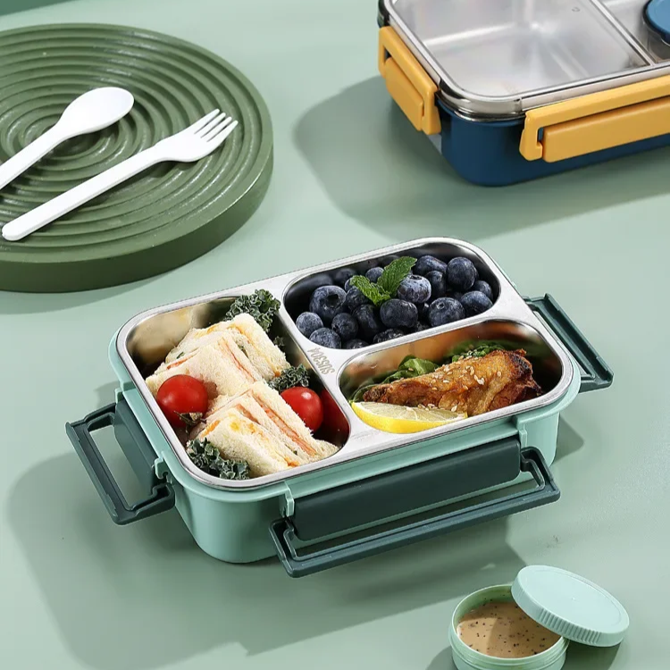Practical Stainless Steel Lunch Box with Compartments for On the Go