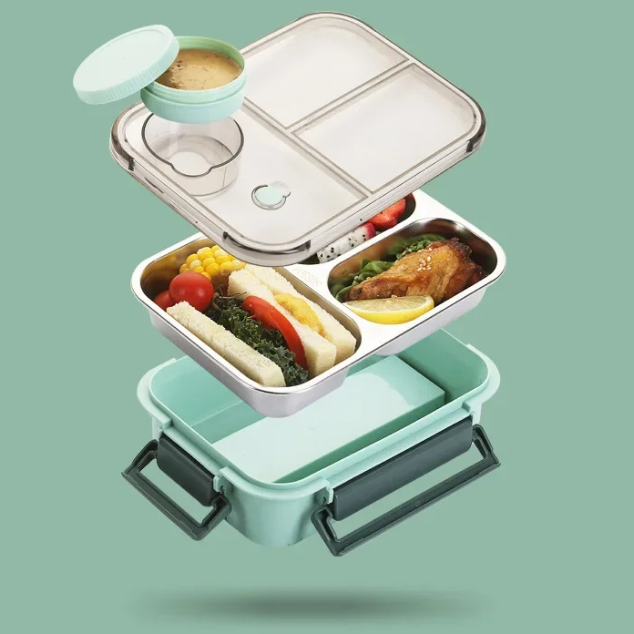 Practical Stainless Steel Lunch Box with Compartments for On the Go