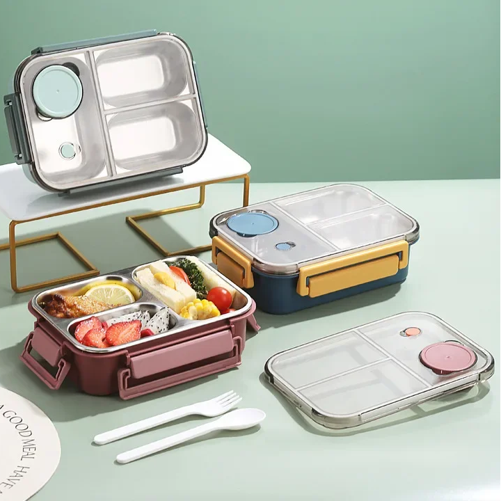 Practical Stainless Steel Lunch Box with Compartments for On the Go