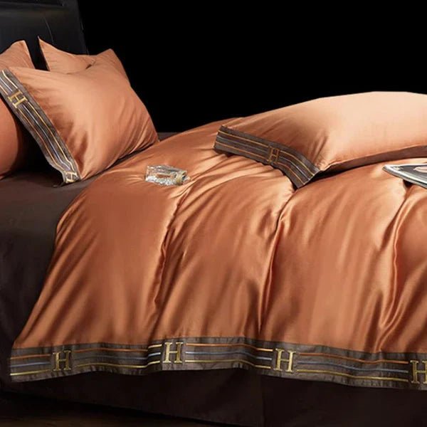 Traumhaftes 4-teiliges Bettwäsche-Set aus Satin-Baumwolle