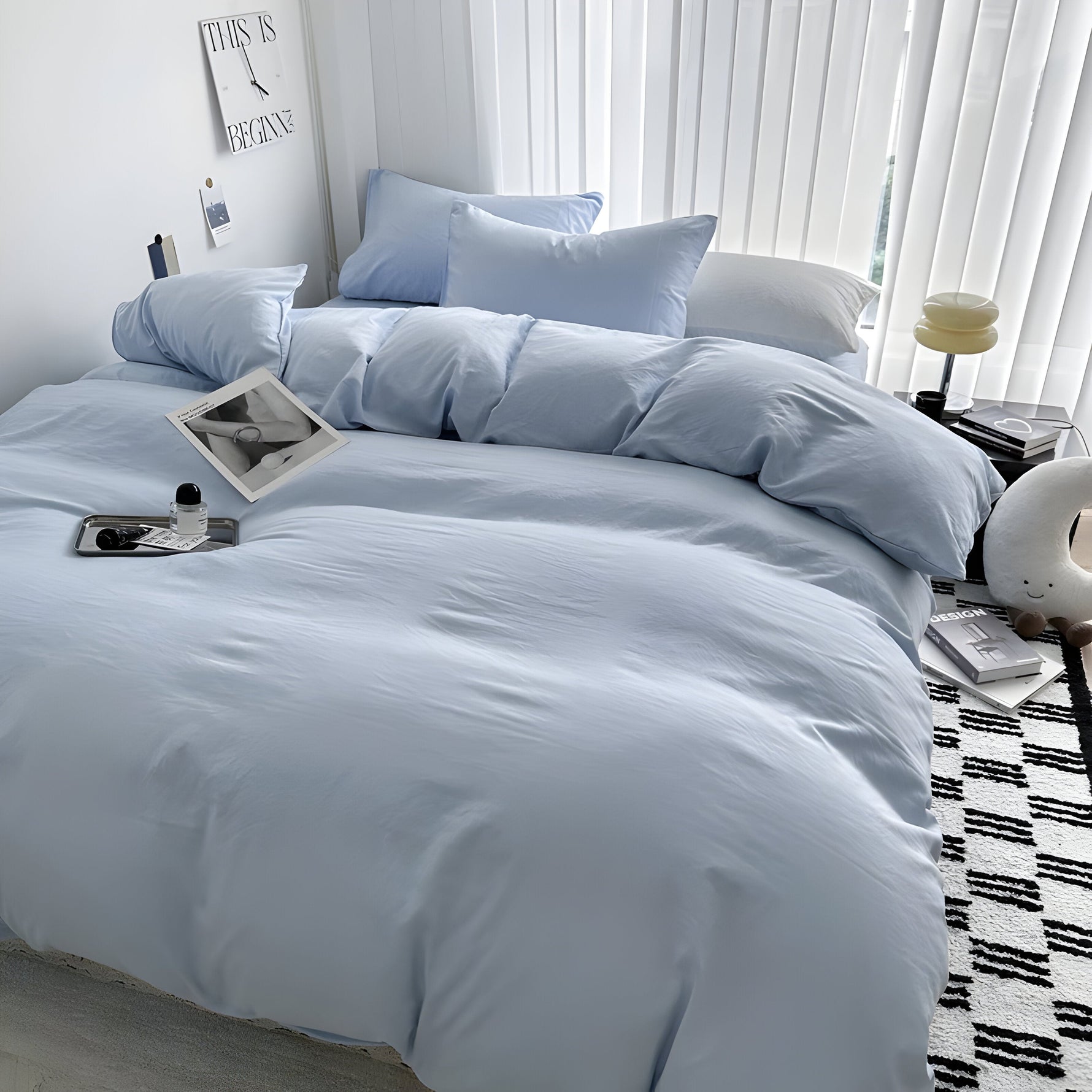 Cotton Duvet Cover Set in Solid Colors