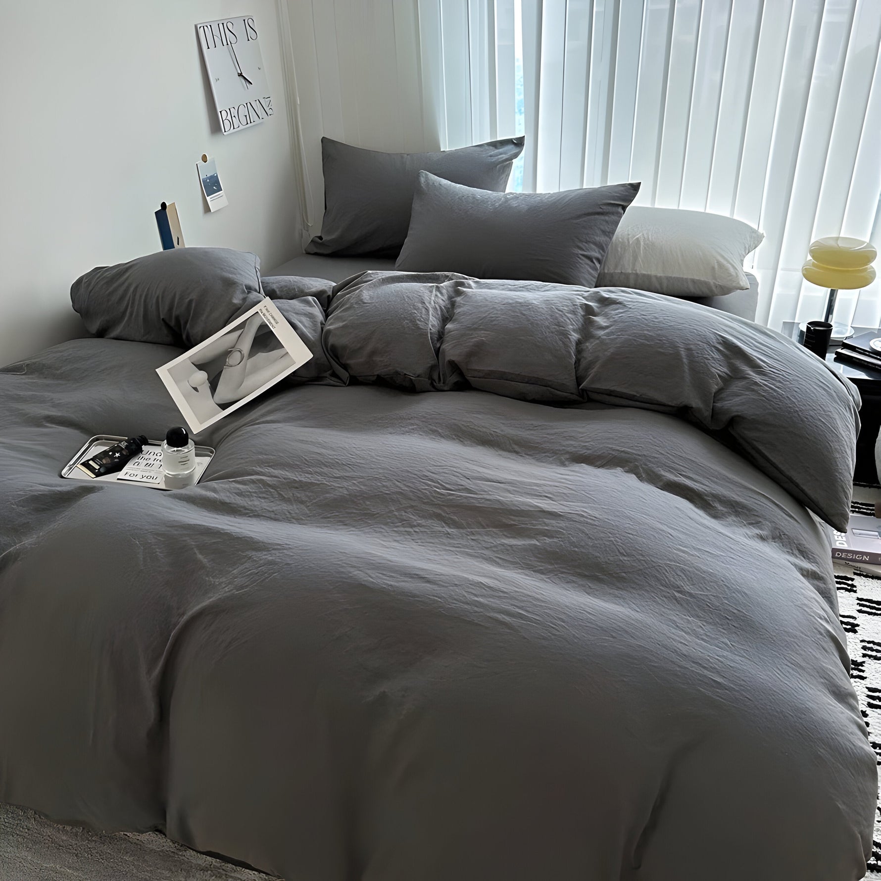 Cotton Duvet Cover Set in Solid Colors