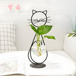 Elegante Herzvase mit Katzenhalter - Hydroponisches Glasdesign