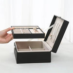 Stylish jewelry box with two spacious compartments