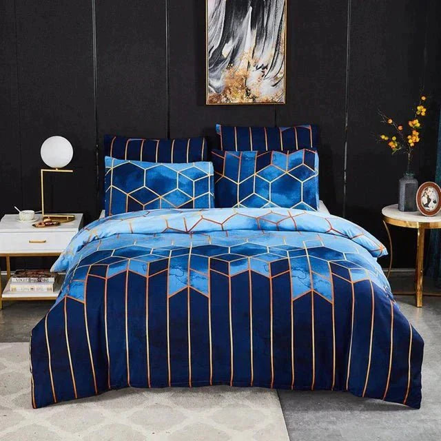 Stylischer Bettbezug mit geometrischem Design – Atmungsaktiv & Kühlend