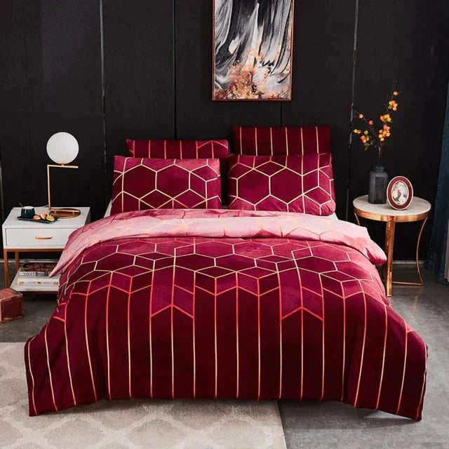 Stylischer Bettbezug mit geometrischem Design – Atmungsaktiv & Kühlend